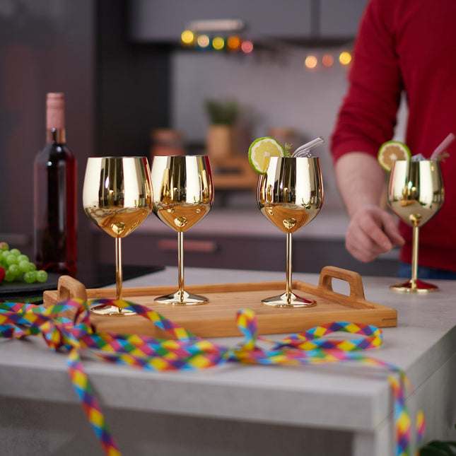 Pahare de vin din oțel inoxidabil, set de 4