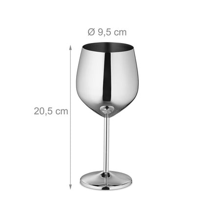 Pahare de vin din oțel inoxidabil, set de 4