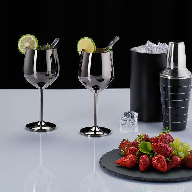 Pahare de vin din oțel inoxidabil, set de 4