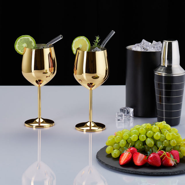 Pahare de vin din oțel inoxidabil, set de 4