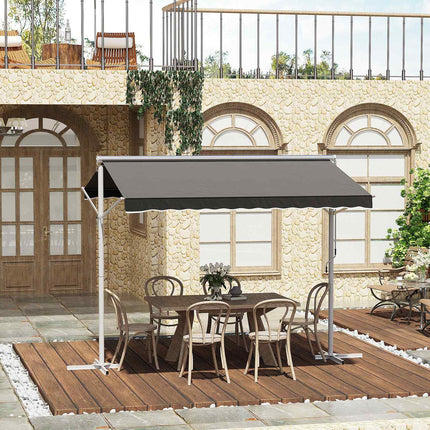 Gray patio awning with folding arm, 3x3M - Garden screen