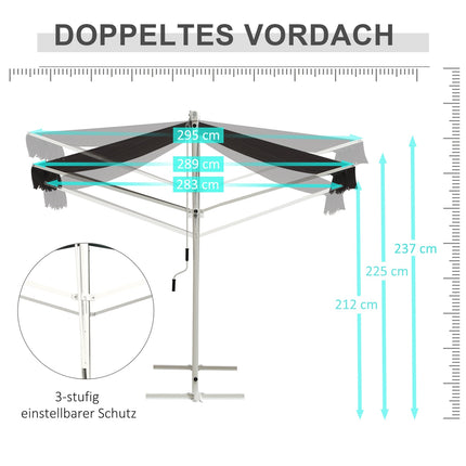 Gray folding patio awning, 4x3M - Standing Design
