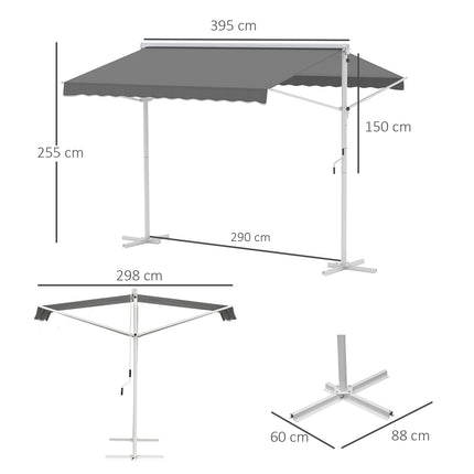 Gray folding patio awning, 4x3M - Standing Design