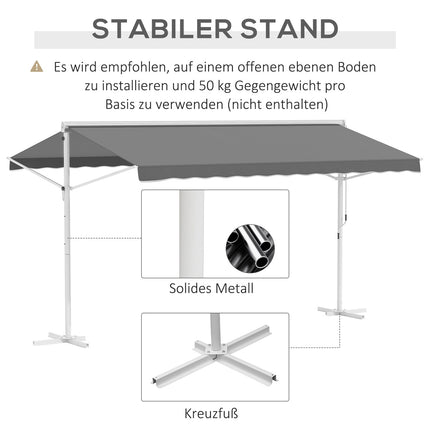 Patio Garden awning with folding arm, 4.5x3.4M, Grey