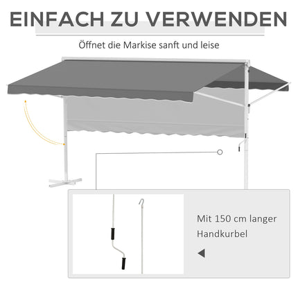 Patio Garden awning with folding arm, 4.5x3.4M, Grey