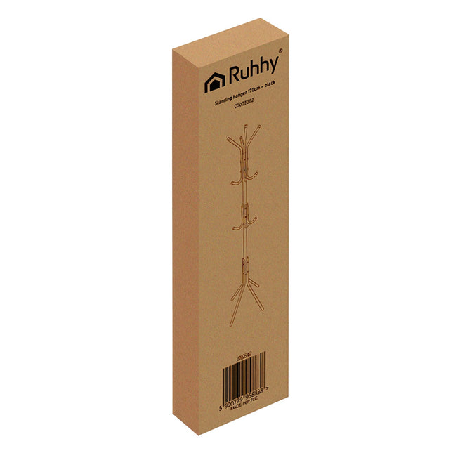Suport de haine vertical, metal negru, 170 cm, 3 niveluri