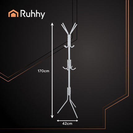 Suport de haine vertical, metal alb, 170 cm, 3 niveluri
