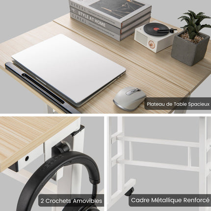 Birou vertical pe roți, reglabil pe înălțime, tavă rabatabilă