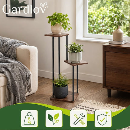 Standing Flower Stand 78 cm with 3 Shelves, Iron Frame, 40 kg Load