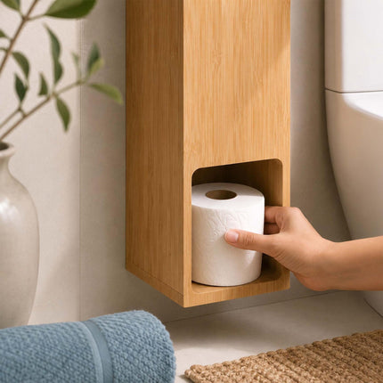 Standing Toilet Roll Holder for 4 Rolls, Wall-Mountable, Black