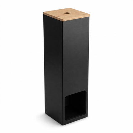 Standing Toilet Roll Holder for 4 Rolls, Wall-Mountable, Black