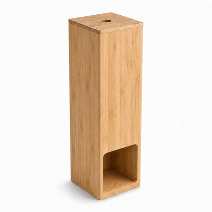 Standing Toilet Roll Holder for 4 Rolls, Wall-Mountable, Natural Bamboo