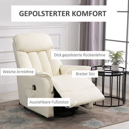 Electric recliner, leather beige in artificial leather