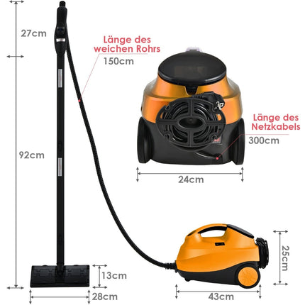 Aparat de curățat cu abur 2000W cu 18 accesorii, rezervor de 1,5 l