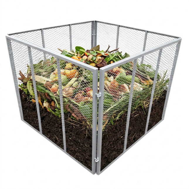 Container de compost din oțel, capacitate 800 l, design deschis