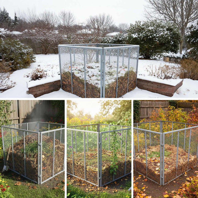 Container de compost din oțel, capacitate 800 l, design deschis