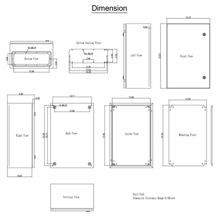 Steel Electrical Enclosure Box, NEMA 4X, IP66, 60x40x25 cm