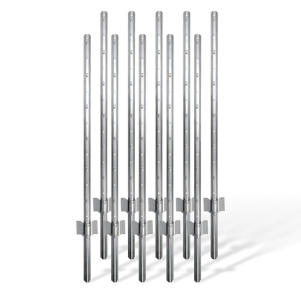 Stâlpi de gard din oțel cu ancore de sol, 90 cm, set de 10