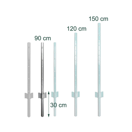 Stâlpi de gard din oțel cu ancore de sol, 90 cm, set de 10