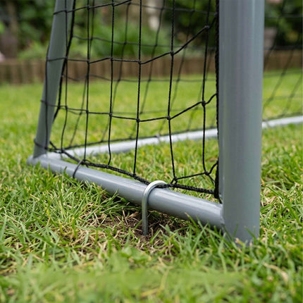 Steel Football Goal with Goal Wall for Shooting Practice, PE Net, Grey