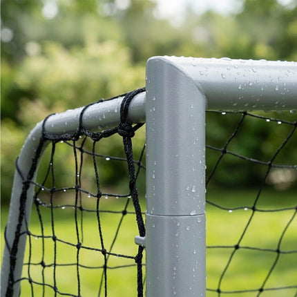 Steel Football Goal with Goal Wall for Shooting Practice, PE Net, Grey