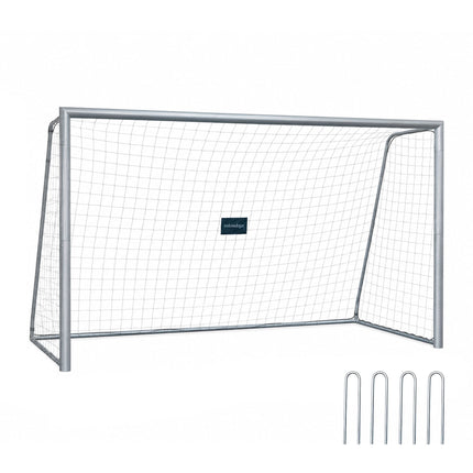 Steel Football Goal with Tear-Resistant PE Net, Garden Training, Grey