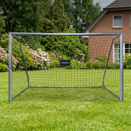 Steel Football Goal with Tear-Resistant PE Net, Garden Training, Grey