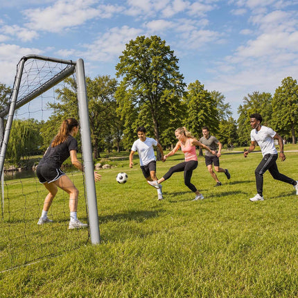 Steel Football Goal with Tear-Resistant PE Net, Garden Training, Grey