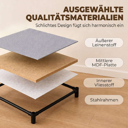 Comodă cu cadru de oțel și 4 sertare din material textil, gri/negru, 42x32x80 cm