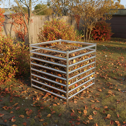 Composter de grădină din oțel, design cu grătare deschise, asamblare ușoară