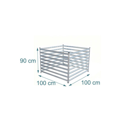 Composter de grădină din oțel, design cu grătare deschise, galvanizat