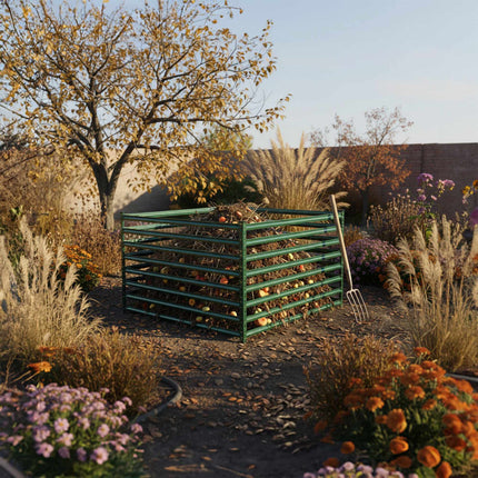 Composter de grădină din oțel cu design cu lamele deschise