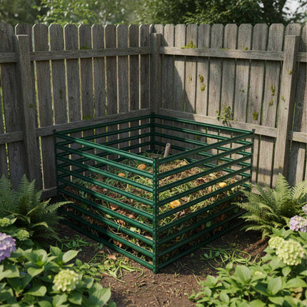 Composter de grădină din oțel cu design cu lamele deschise