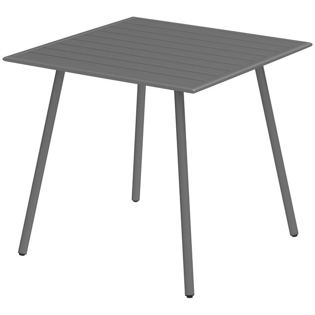 Masa de gradina din otel 80 x 80 x 74 cm Masa de bufet rezistenta la intemperii cu cadru de otel, Masa de camping antiderapanta pentru 4 persoane Masa de balcon Masa de patio Masa de sufragerie in aer liber pentru gradina, terasa, balcon, gri
