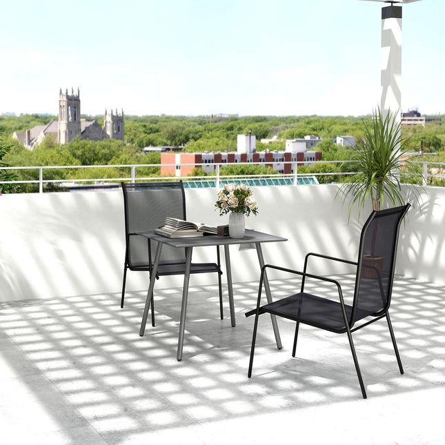 Masa de gradina din otel 80 x 80 x 74 cm Masa de bufet rezistenta la intemperii cu cadru de otel, Masa de camping antiderapanta pentru 4 persoane Masa de balcon Masa de patio Masa de sufragerie in aer liber pentru gradina, terasa, balcon, gri