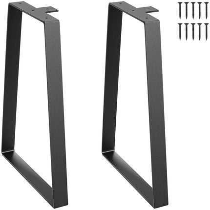Steel Table Legs, 16 Inch Trapezoid, Set of 2, Black