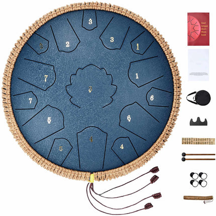 Steel Tongue Drum 14-Inch, 15 Notes, C Major, Bag