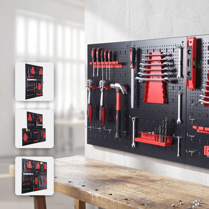 Steel Wall-Mounted Pegboard Tool Organizer Set