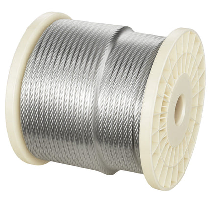 Steel Wire Rope, 1/4 In x 250 Ft, Galvanized, Gloves