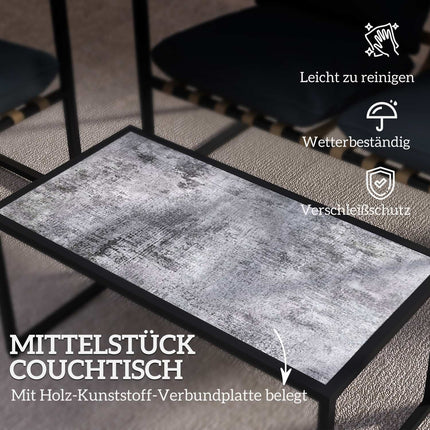 Garden furniture in steel for 4, weatherproof, gray