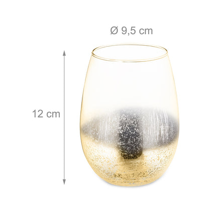 Set de 2 pahare de vin fara tulpina aurii