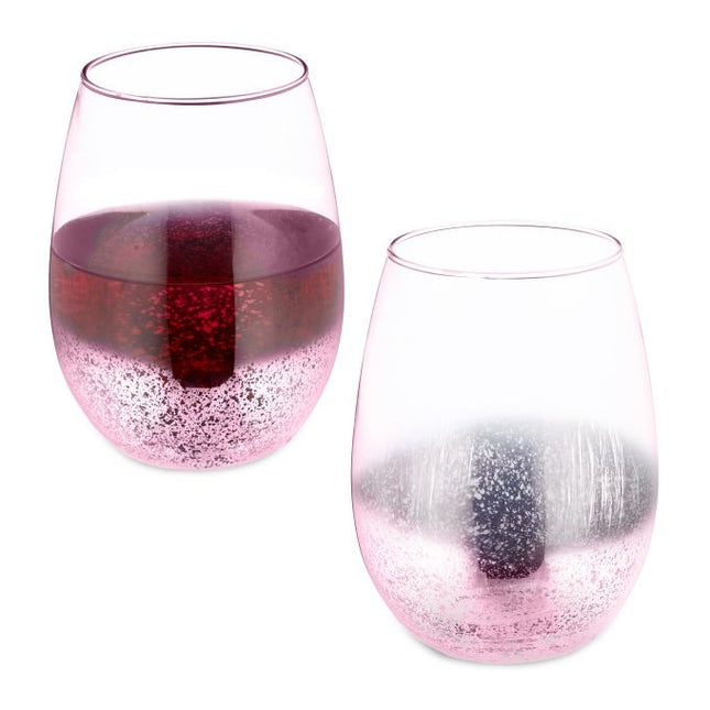 Set de 2 pahare de vin fără tulpină roz