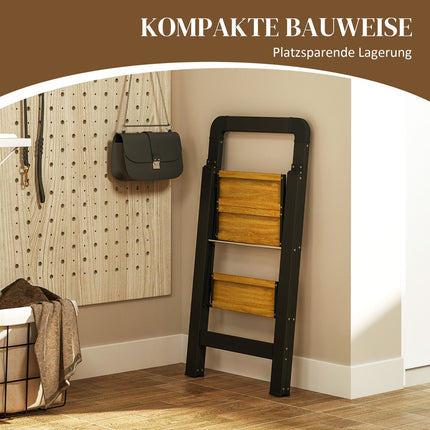 Scară treaptă pliabilă cu 2 trepte scară cu mâner, platformă anti-alunecare până la 150 kg capacitate de încărcare aluminiu negru 44,5 x 48 x 86,3 cm |