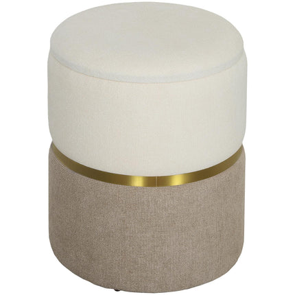 Scaun cu spațiu de depozitare Scaun cu capac, inel metalic, design bicolor 36 x 36 x 44 cm Alb crem