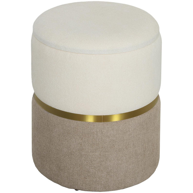Scaun cu spațiu de depozitare Scaun cu capac, inel metalic, design bicolor 36 x 36 x 44 cm Alb crem