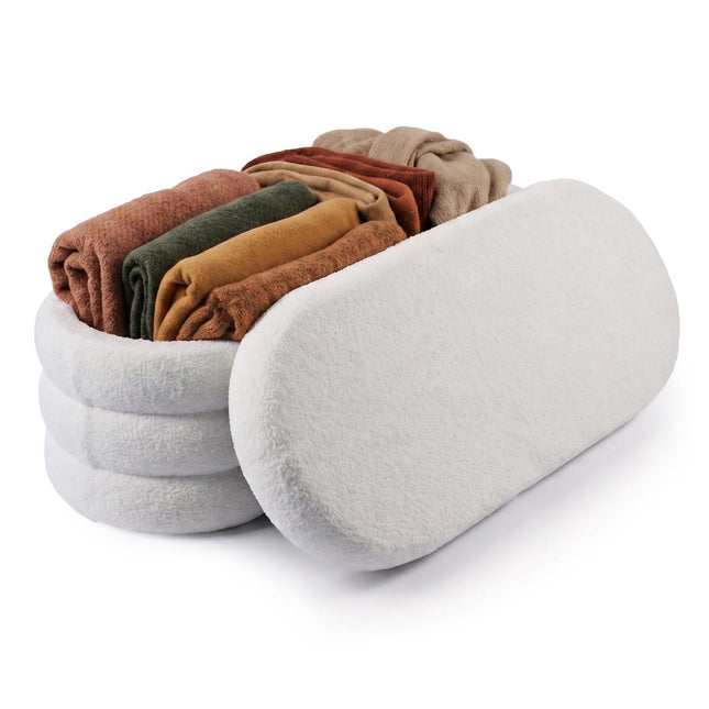 Bancă de depozitare din material textil Teddy – Tapițată, șezut căptușit