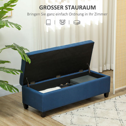 Bancă de depozitare otomană cu smoc de nasturi, albastru, 125 cm