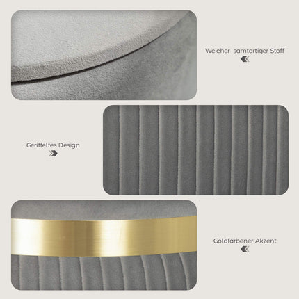 Otoman de depozitare cu material de catifea, gri deschis, 36x36x44 cm