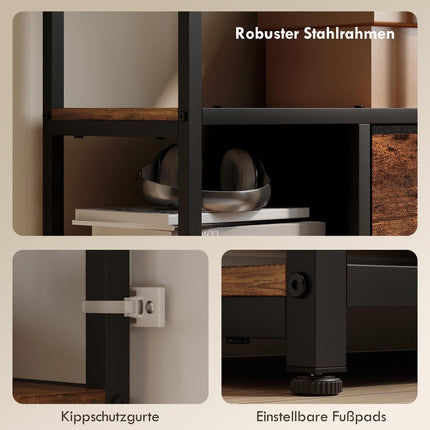 Raft de depozitare cu 2 sertare din material textil, 9 compartimente deschise