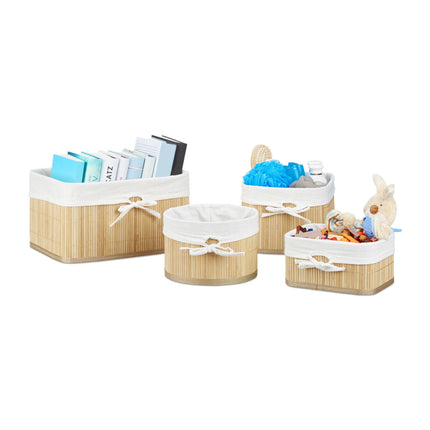 Coșuri de depozitare Set 4 Bambus